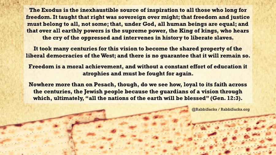 Short thoughts on Pesach from Rabbi Sacks - Rabbi Sacks